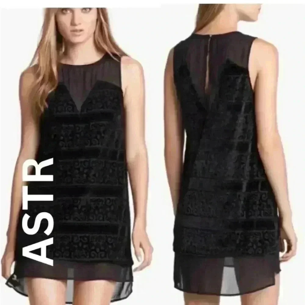 ASTR black‎ velvet mini dress small